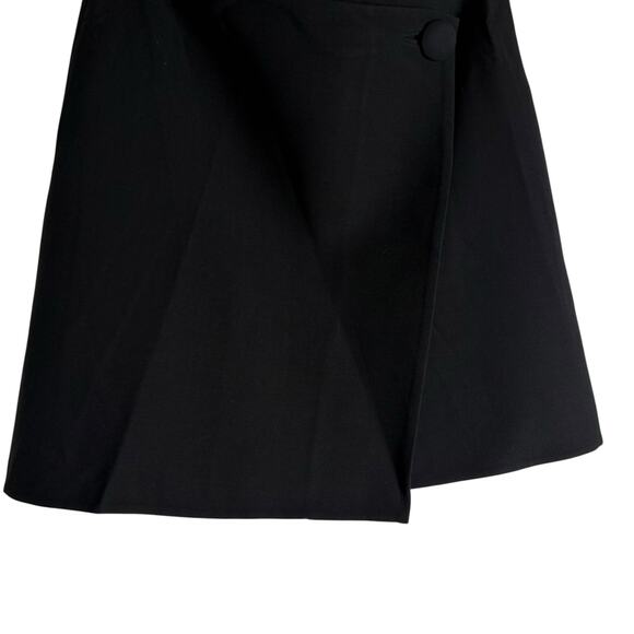 Lafayette 148 New York Black Wool Silk A-Line Asymmetric Button Mini Skirt Sz 6 - Picture 4 of 9